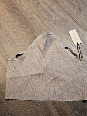 Gab&Kate Ribbed Crop Tank Top in Light Taupe, Nwt, Sz L